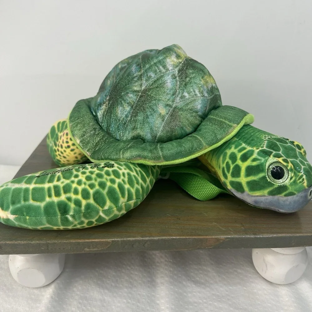 Sea Turtle Plush Kids Mini Backpack Zip Pouch Adjustable 